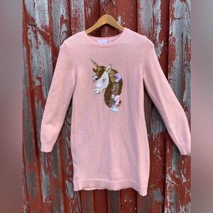 Girl’s size 10/12 sequinned pink Unicorn sweater dress